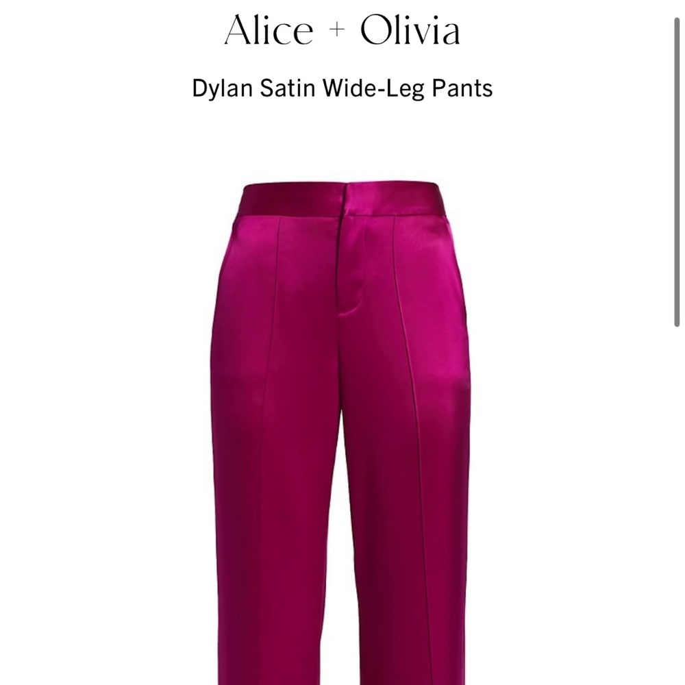 Alice and Olivia pink satin pants 6